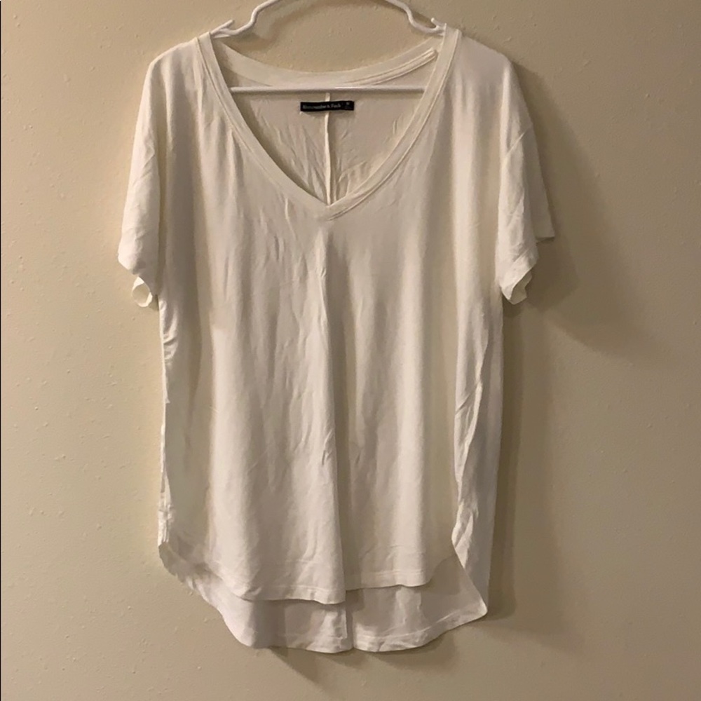 Abercrombie and Fitch white v-neck t-shirt